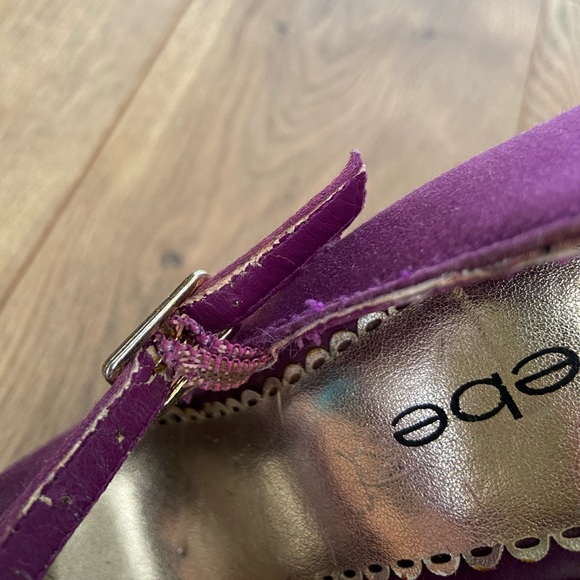 Purple platform peep toe heels with bow detail - Picture 7 of 7